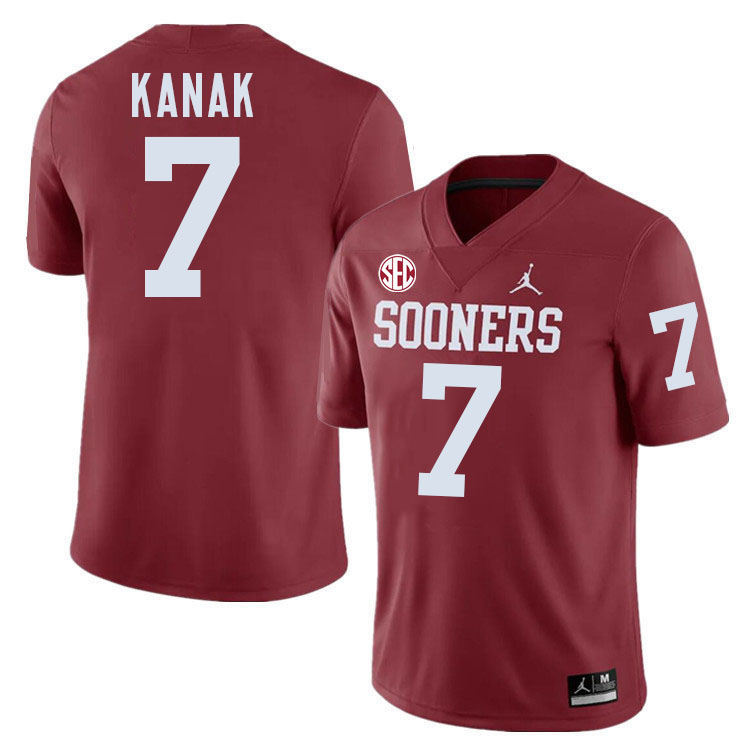 Oklahoma Sooners #7 Jaren Kanak College Football Jerseys,Uniforms-Crimson